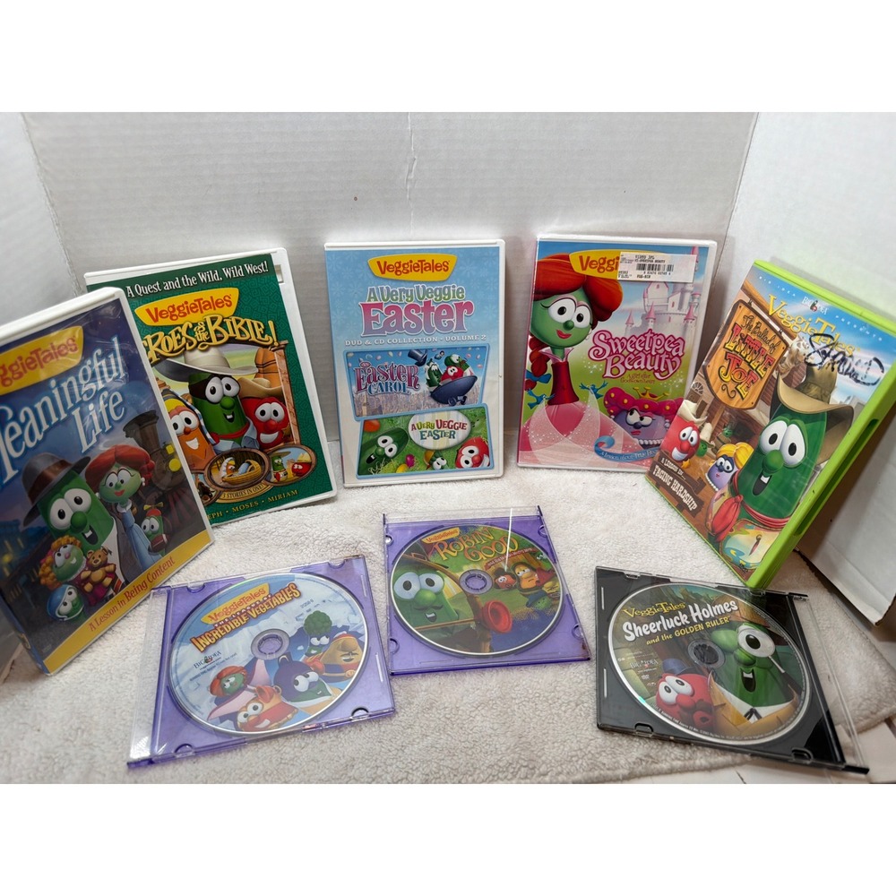 VeggieTales DVD CD Lot of 9 Kids Mixed Bundle Sweetpea Beauty Easter Bible
